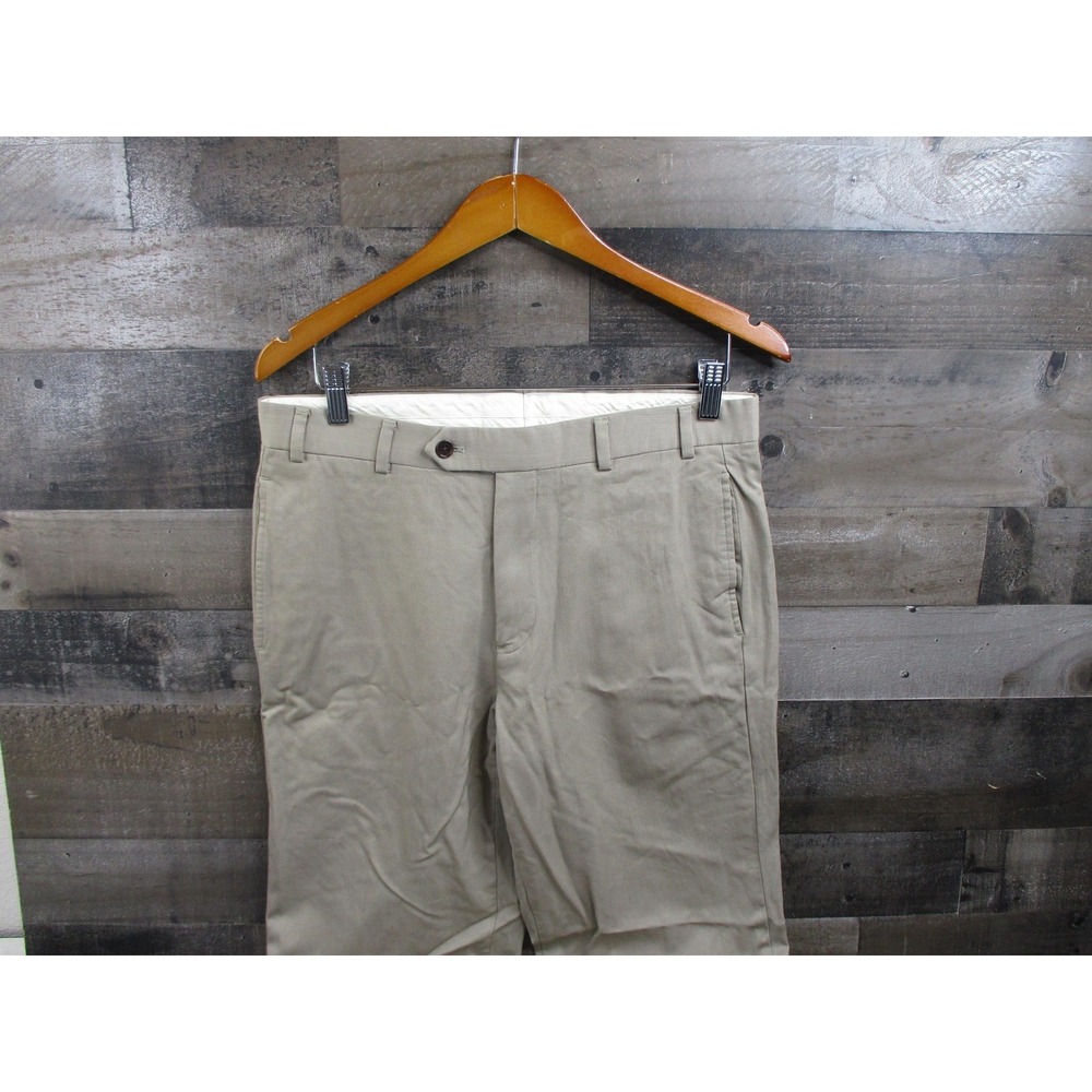 Brooks Brothers Pants 32x32 Beige Wool Viscose Acetate Flat Front Straight Leg - Picture 4 of 16